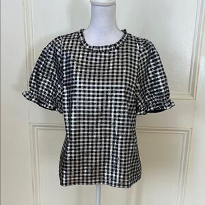 J. Crew Gingham Puff Sleeve Blouse
